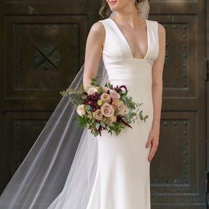 Wtoo by Watters Chloe Sleeveless Plunge Crepe Column Wedding Gown